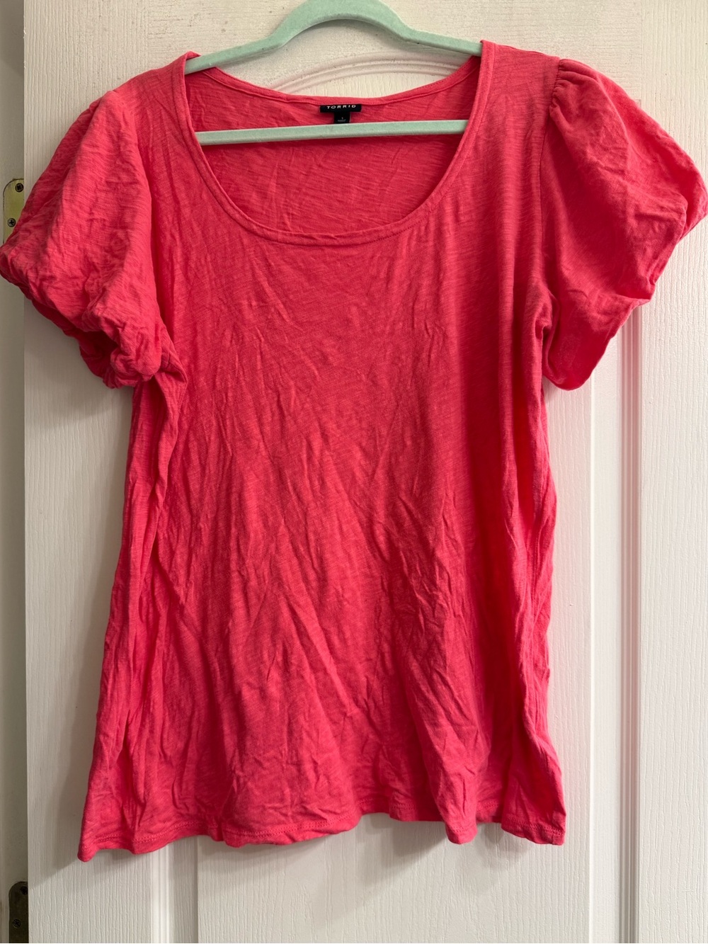 torrid Hot Pink Heritage Slub Square Neck Puff Sleeve Tee - size 1
